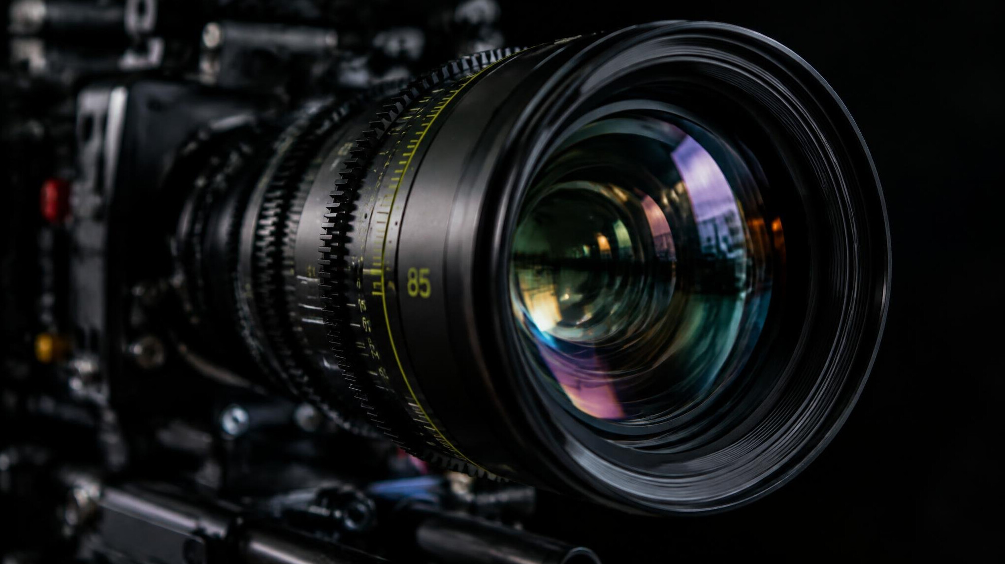 Professional camera lens close up