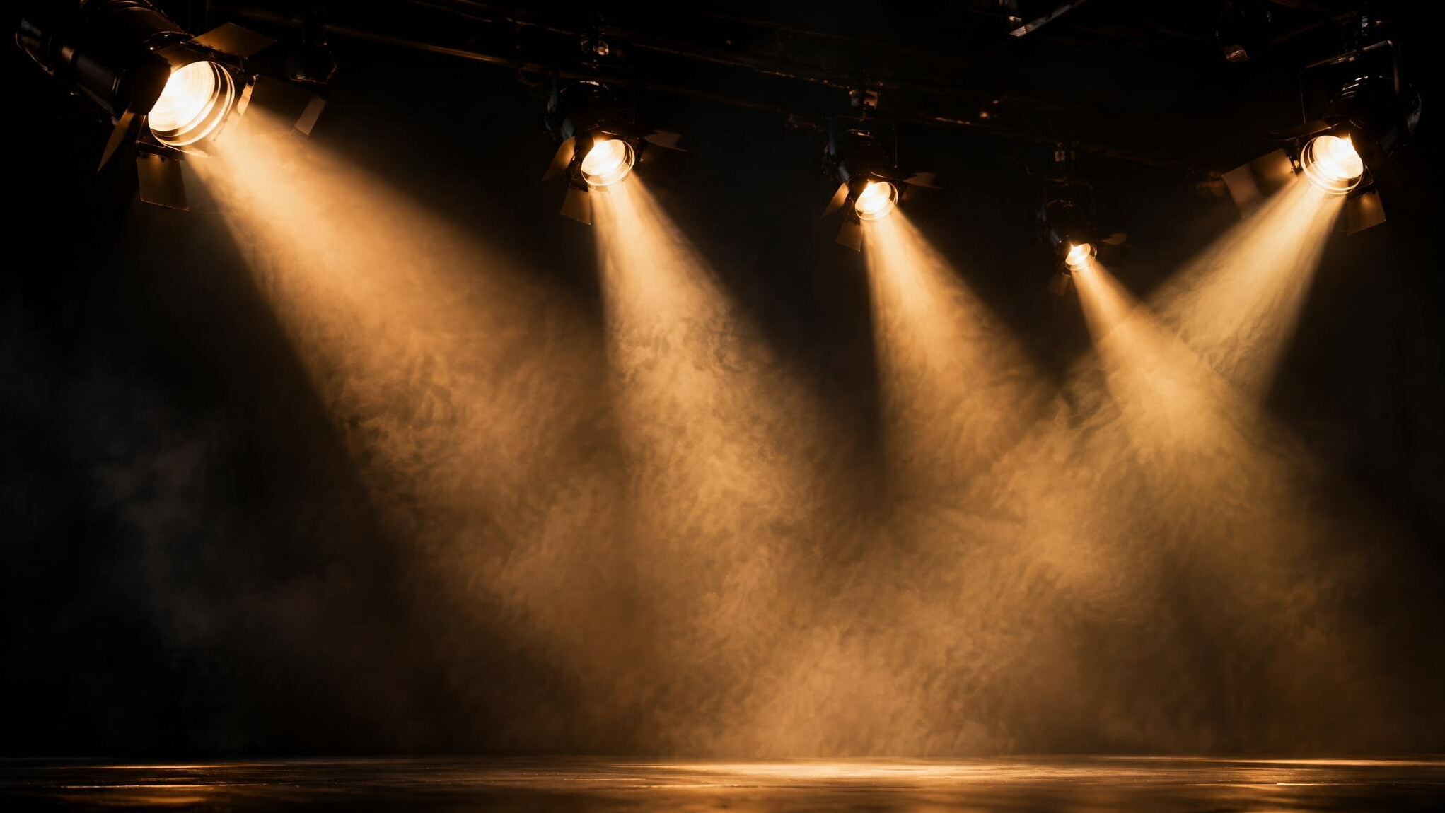 Stage spotlights with light beams